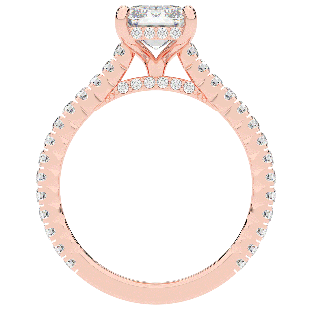 3.50CT.TW EMERALD CUT LAB DIAMOND UNDERHALO SOLITAIRE ENGAGEMENT RING