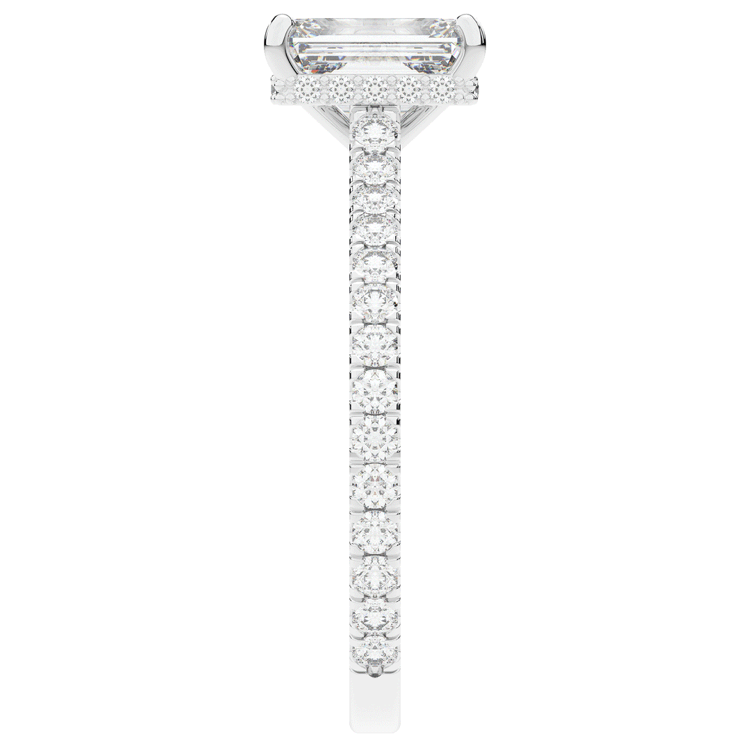 2.10CT.TW EMERALD CUT LAB DIAMOND UNDERHALO SOLITAIRE ENGAGEMENT RING