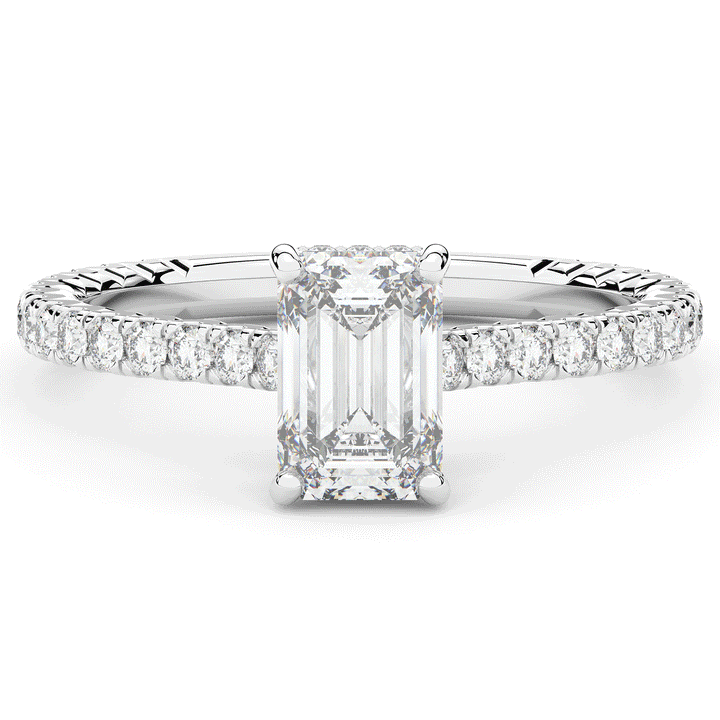 2.10CT.TW EMERALD CUT LAB DIAMOND UNDERHALO SOLITAIRE ENGAGEMENT RING