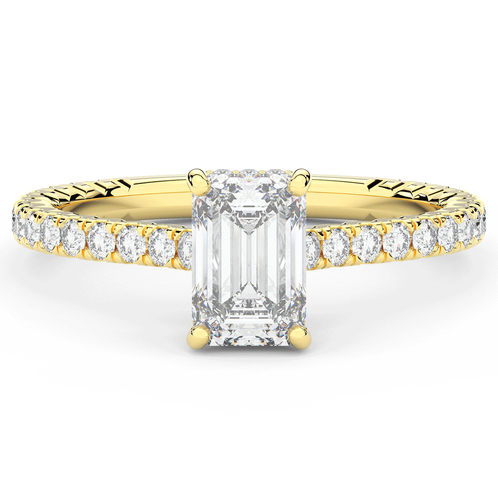 2.10CT.TW EMERALD CUT LAB DIAMOND UNDERHALO SOLITAIRE ENGAGEMENT RING