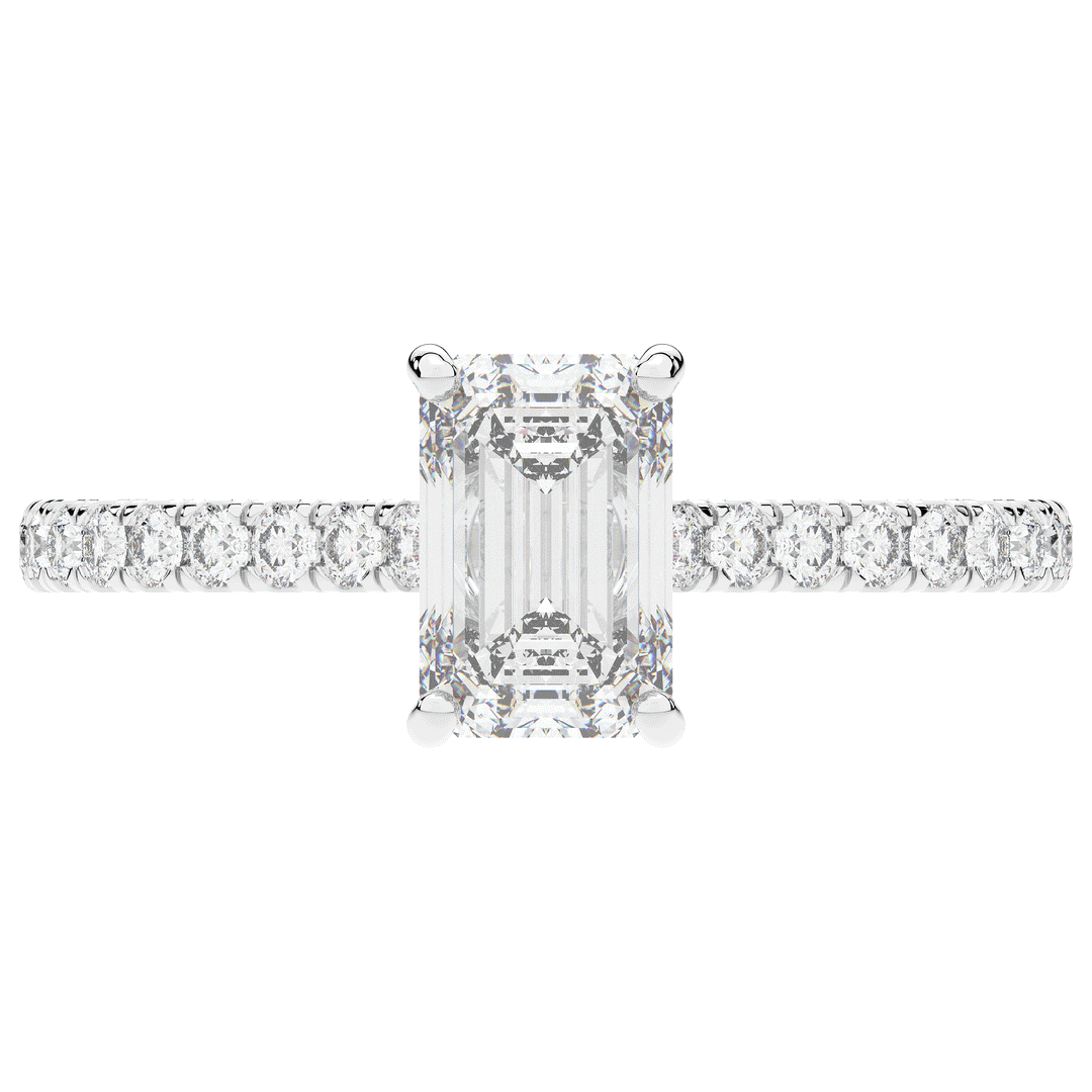 2.10CT.TW EMERALD CUT LAB DIAMOND UNDERHALO SOLITAIRE ENGAGEMENT RING