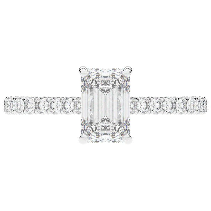 2.10CT.TW EMERALD CUT LAB DIAMOND UNDERHALO SOLITAIRE ENGAGEMENT RING