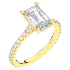 3.50CT.TW EMERALD CUT LAB DIAMOND UNDERHALO SOLITAIRE TWO TONE ENGAGEMENT RING