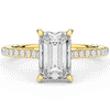 3.50CT.TW EMERALD CUT LAB DIAMOND UNDERHALO SOLITAIRE TWO TONE ENGAGEMENT RING