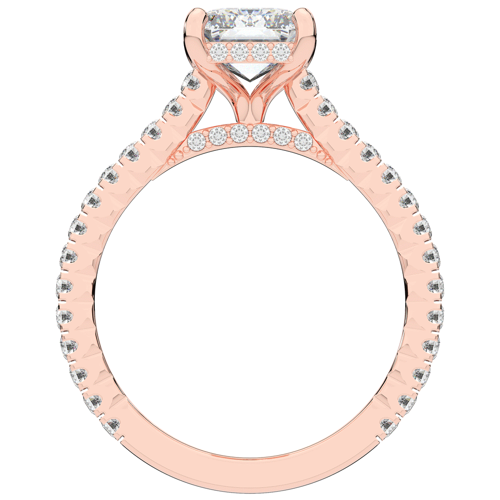 3.50CT.TW EMERALD CUT LAB DIAMOND UNDERHALO SOLITAIRE TWO TONE ENGAGEMENT RING