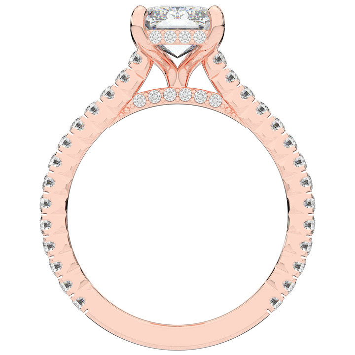 3.50CT.TW EMERALD CUT LAB DIAMOND UNDERHALO SOLITAIRE TWO TONE ENGAGEMENT RING