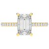 3.50CT.TW EMERALD CUT LAB DIAMOND UNDERHALO SOLITAIRE TWO TONE ENGAGEMENT RING