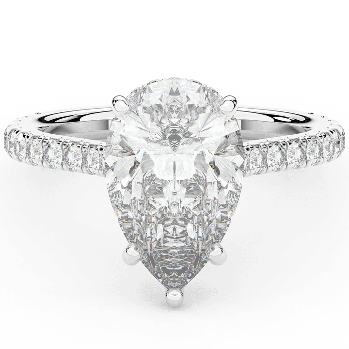 4.60CT.TW PEAR LAB DIAMOND UNDERHALO SOLITAIRE ENGAGEMENT RING