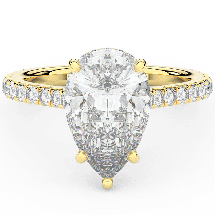 4.60CT.TW PEAR LAB DIAMOND UNDERHALO SOLITAIRE ENGAGEMENT RING