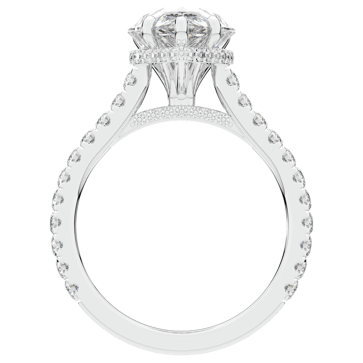 4.60CT.TW PEAR LAB DIAMOND UNDERHALO SOLITAIRE ENGAGEMENT RING