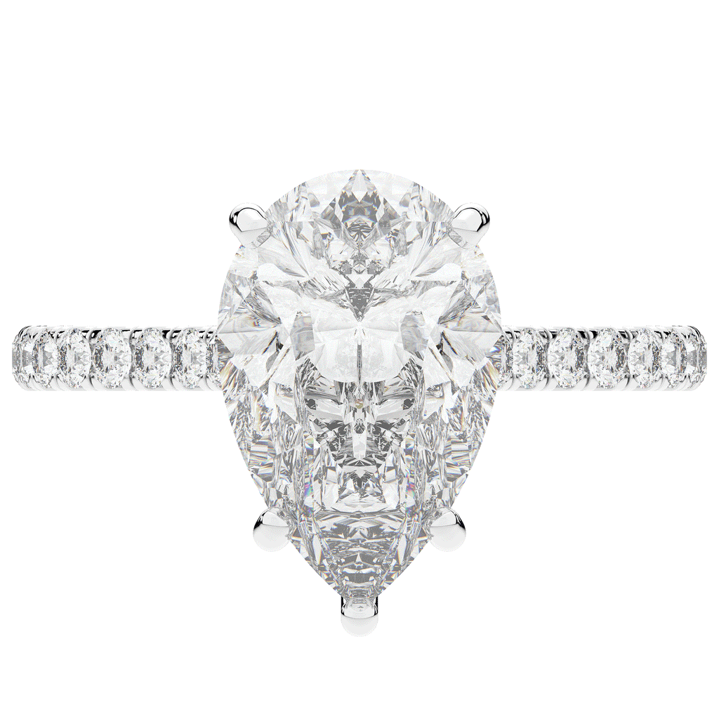 4.60CT.TW PEAR LAB DIAMOND UNDERHALO SOLITAIRE ENGAGEMENT RING