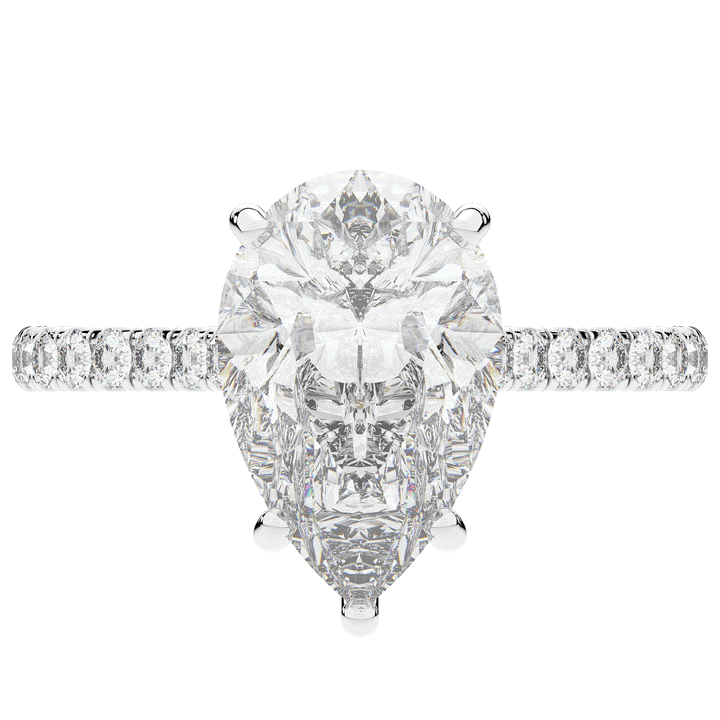 4.60CT.TW PEAR LAB DIAMOND UNDERHALO SOLITAIRE ENGAGEMENT RING