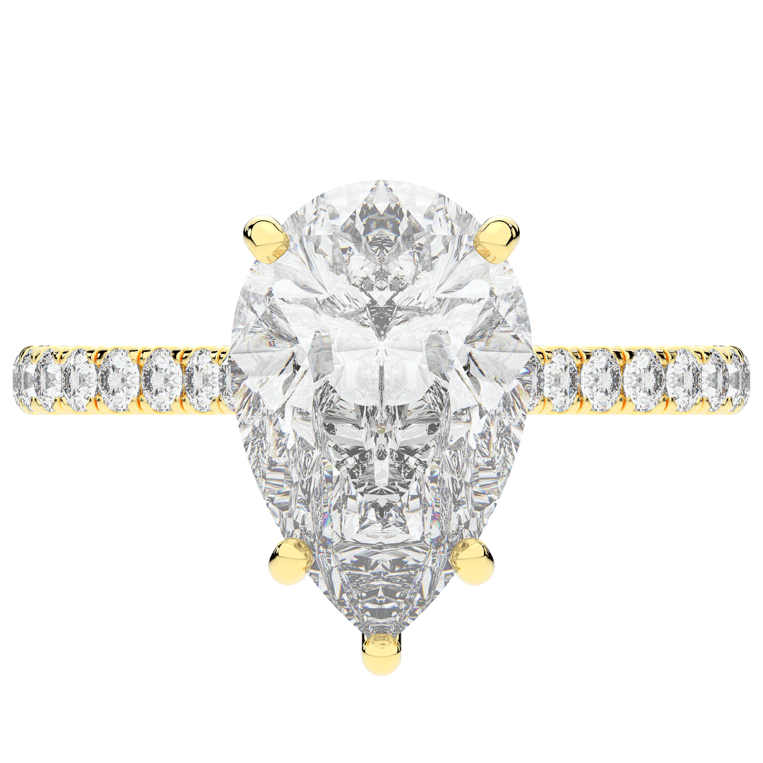 4.60CT.TW PEAR LAB DIAMOND UNDERHALO SOLITAIRE ENGAGEMENT RING