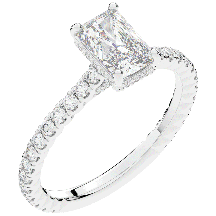 2.10CT.TW RADIANT LAB DIAMOND UNDERHALO SOLITAIRE ENGAGEMENT RING