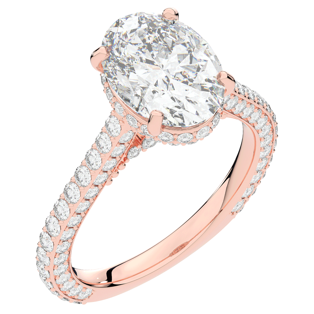 4.00CT.TW OVAL LAB DIAMOND UNDERHALO SOLITAIRE ENGAGEMENT RING