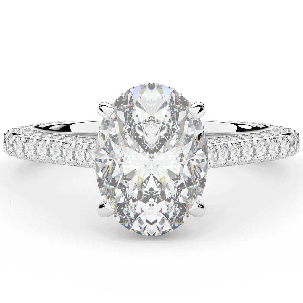 4.00CT.TW OVAL LAB DIAMOND UNDERHALO SOLITAIRE ENGAGEMENT RING