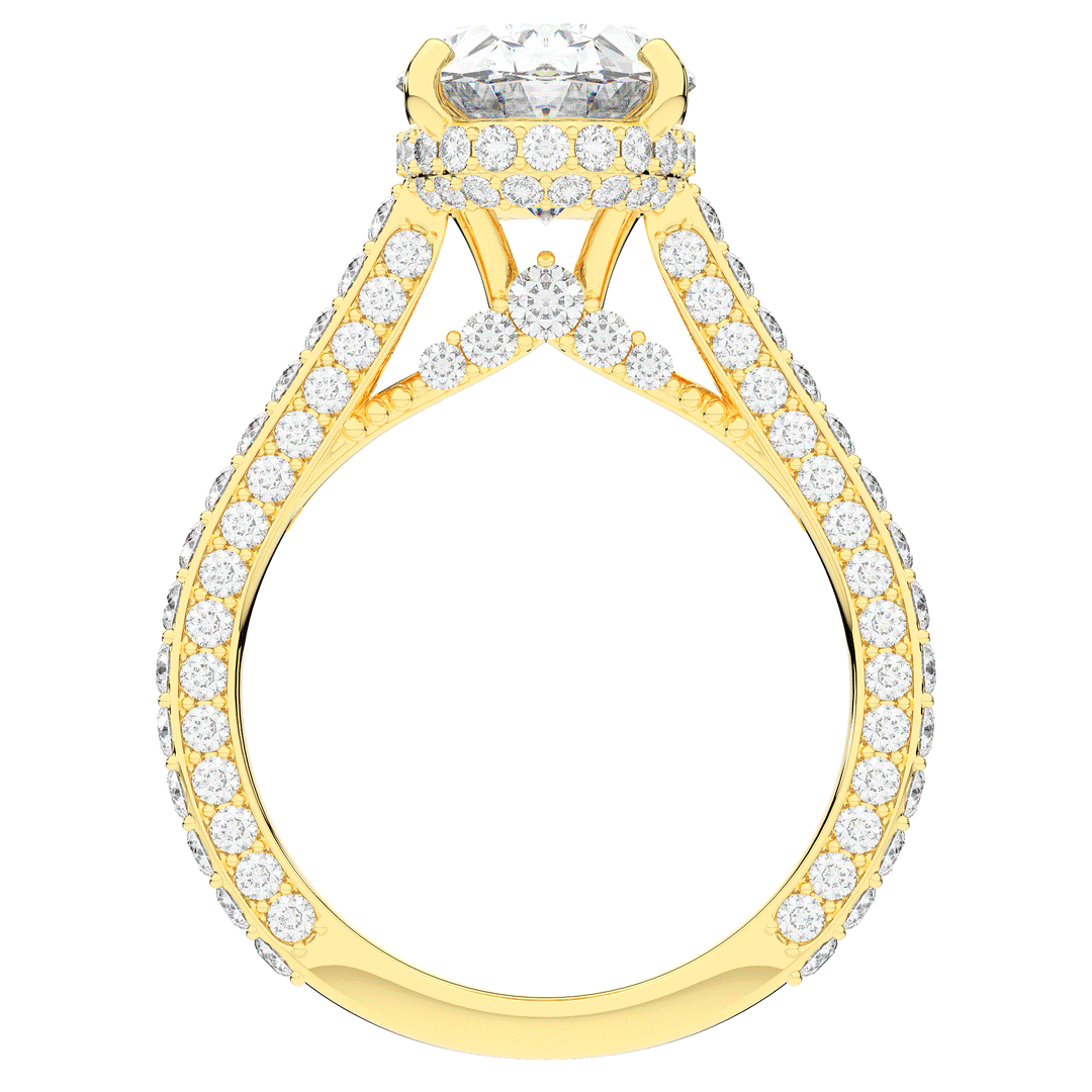 4.00CT.TW OVAL LAB DIAMOND UNDERHALO SOLITAIRE ENGAGEMENT RING