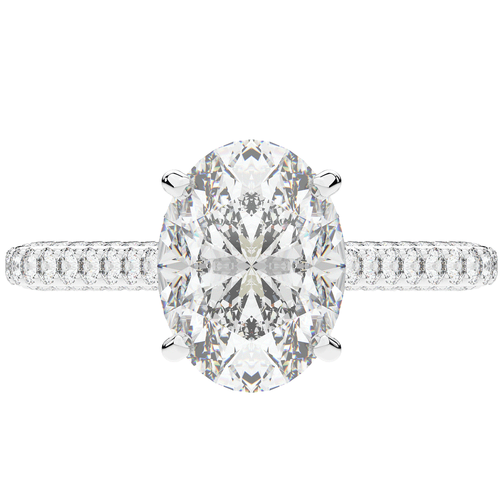 4.00CT.TW OVAL LAB DIAMOND UNDERHALO SOLITAIRE ENGAGEMENT RING