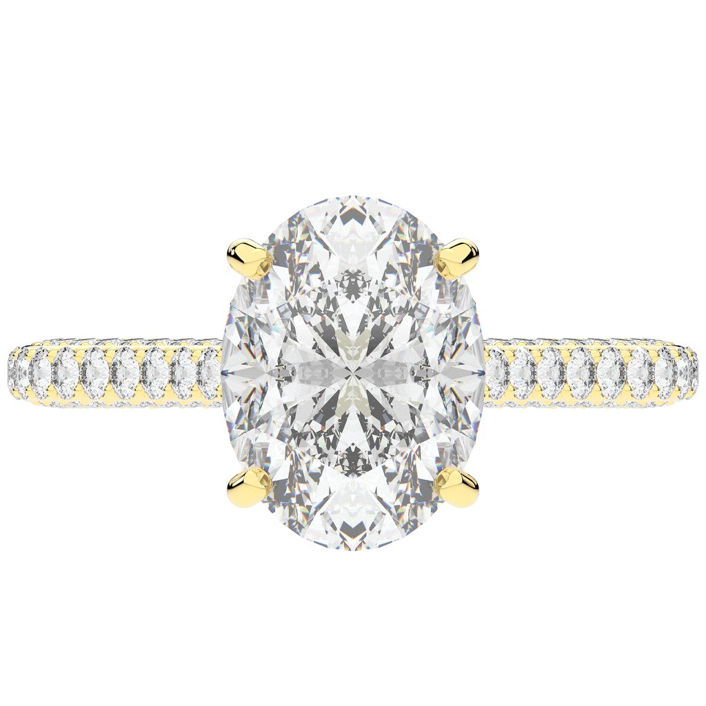 4.00CT.TW OVAL LAB DIAMOND UNDERHALO SOLITAIRE ENGAGEMENT RING