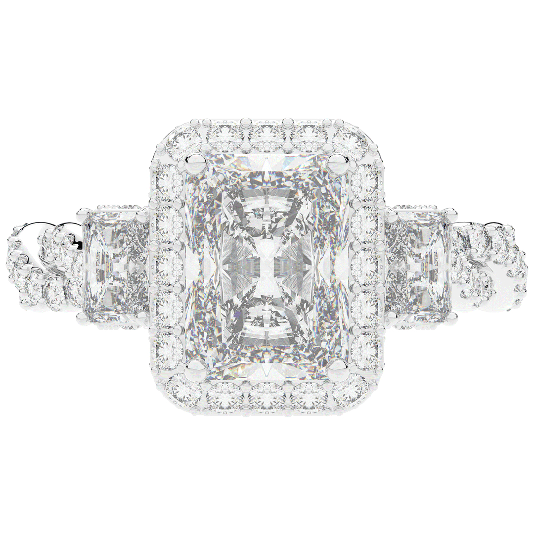 4.70CT.TW RADIANT LAB DIAMOND 3 STONE ENGAGEMENT RING