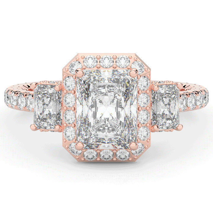 3.20CT.TW RADIANT LAB DIAMOND 3 STONE ENGAGEMENT RING