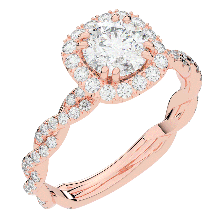 1.55CT.TW ROUND LAB DIAMOND HALO TWIST ENGAGEMENT RING