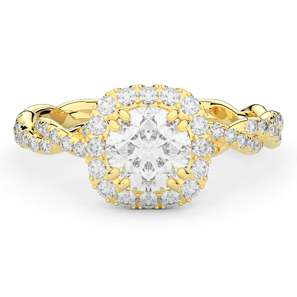 1.55CT.TW ROUND LAB DIAMOND HALO TWIST ENGAGEMENT RING