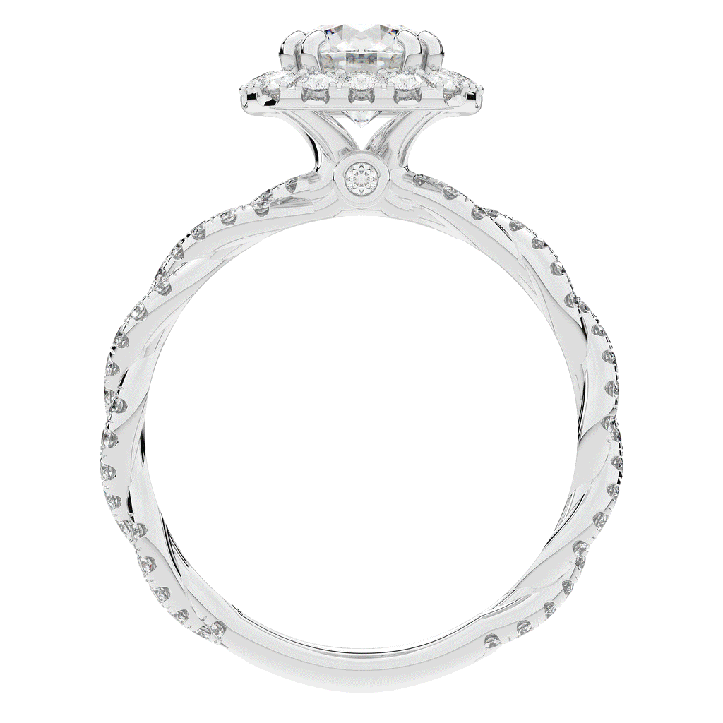 1.55CT.TW ROUND LAB DIAMOND HALO TWIST ENGAGEMENT RING