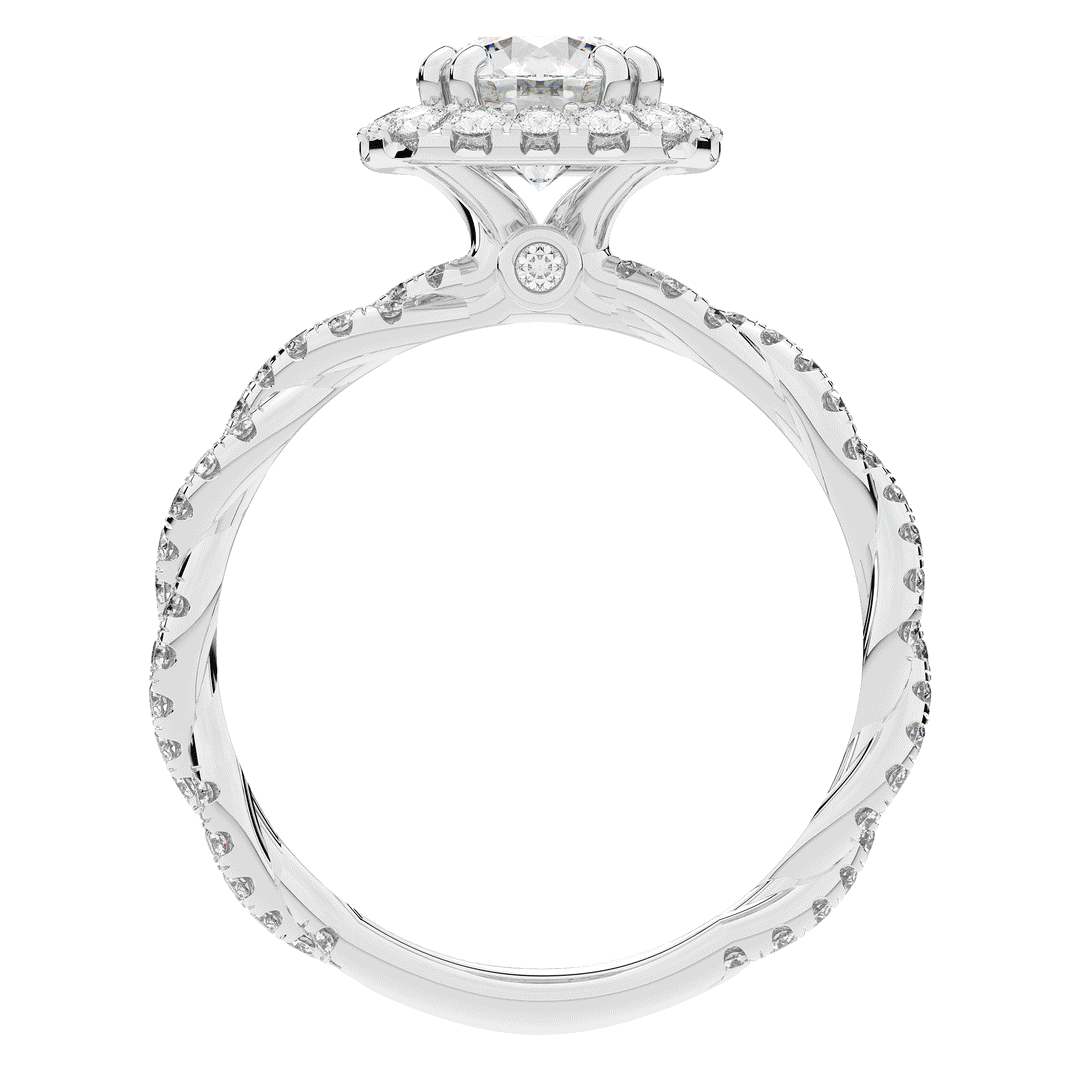 1.55CT.TW ROUND LAB DIAMOND HALO TWIST ENGAGEMENT RING