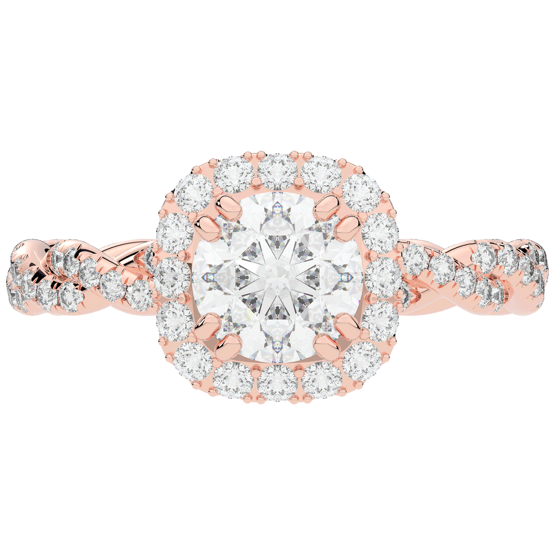 1.55CT.TW ROUND LAB DIAMOND HALO TWIST ENGAGEMENT RING