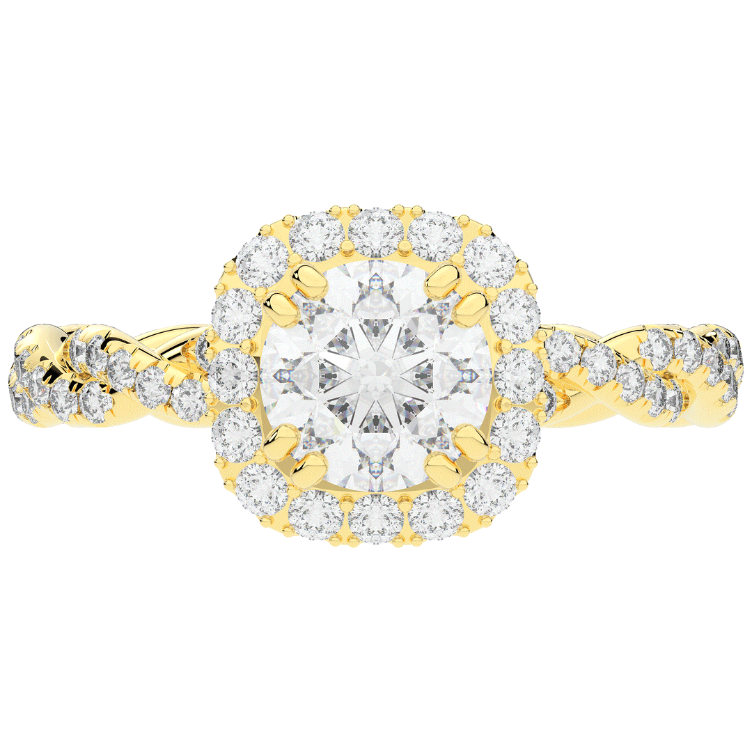 1.55CT.TW ROUND LAB DIAMOND HALO TWIST ENGAGEMENT RING