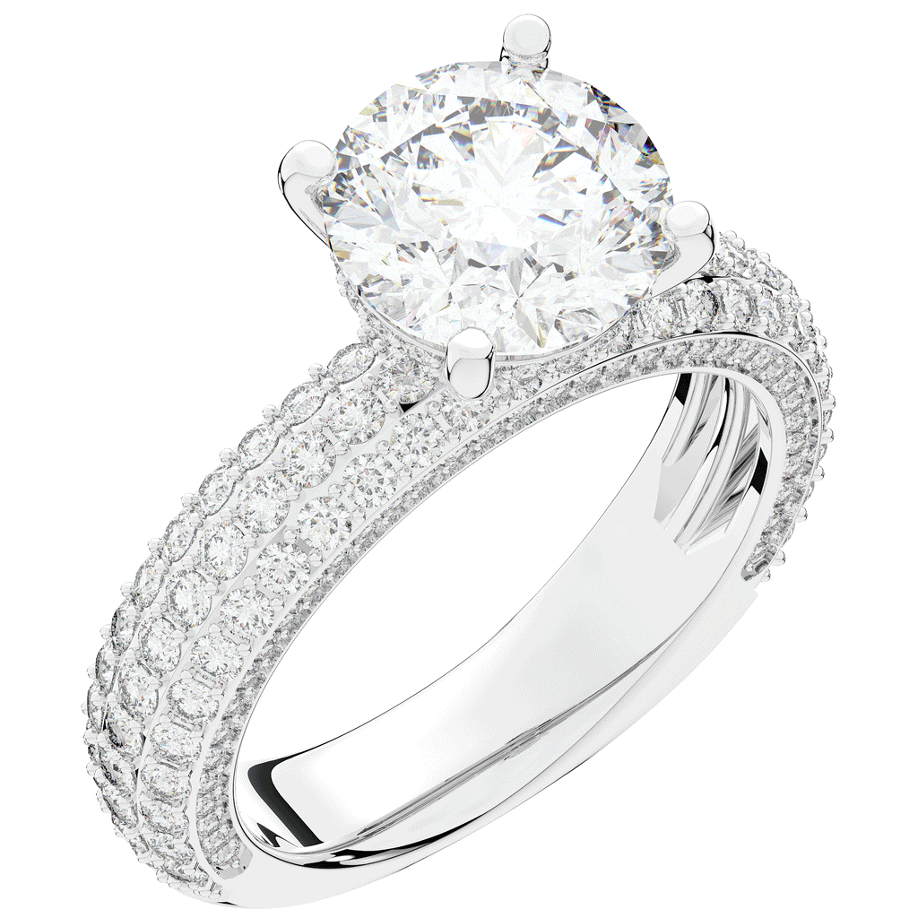 4.80CT.TW ROUND LAB DIAMOND UNDERHALO ENGAGEMENT RING