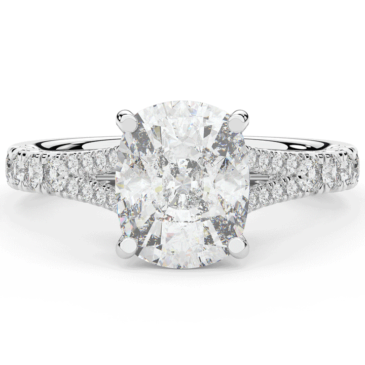 3.45CT.TW CUSHION LAB DIAMOND ENGAGEMENT RING