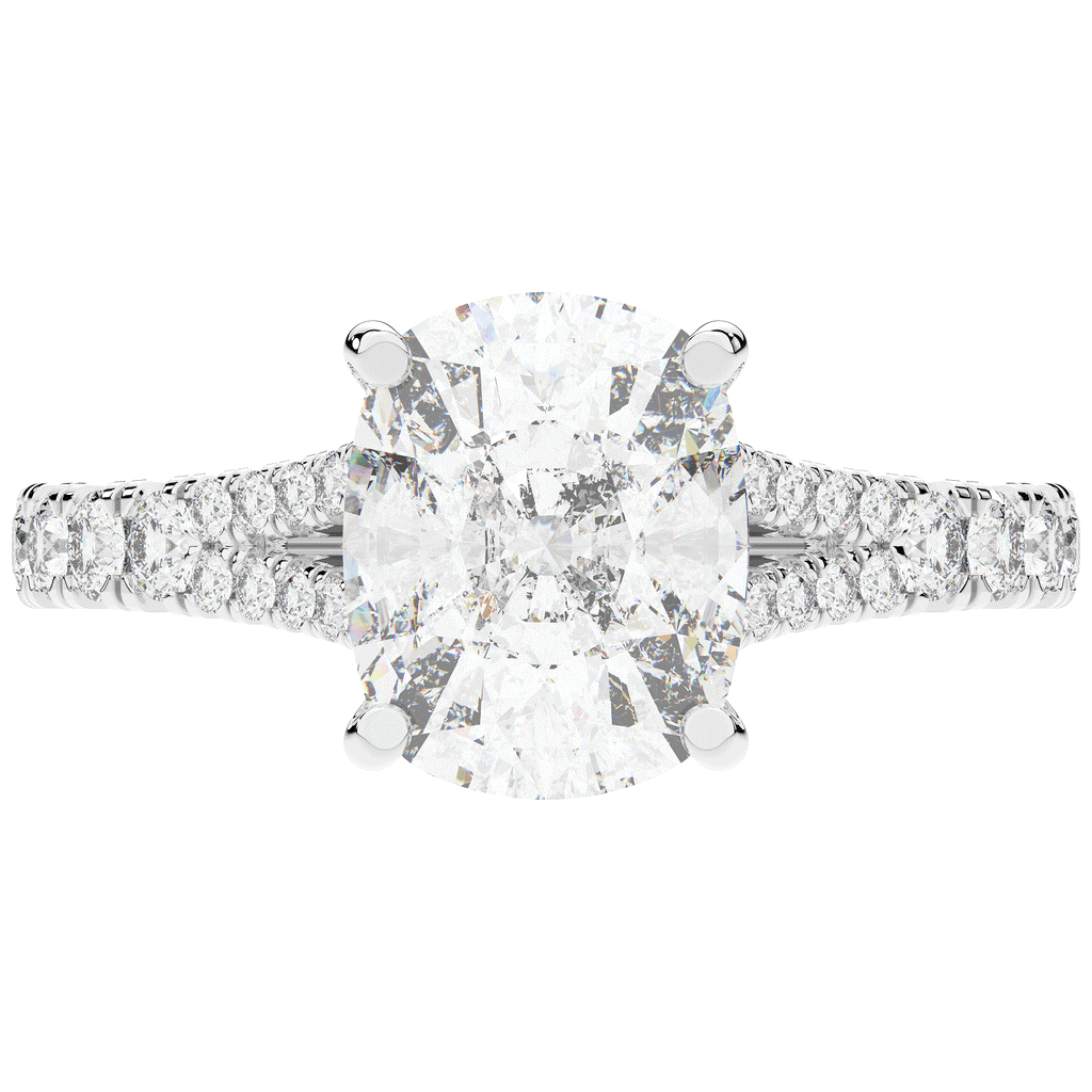 3.45CT.TW CUSHION LAB DIAMOND ENGAGEMENT RING