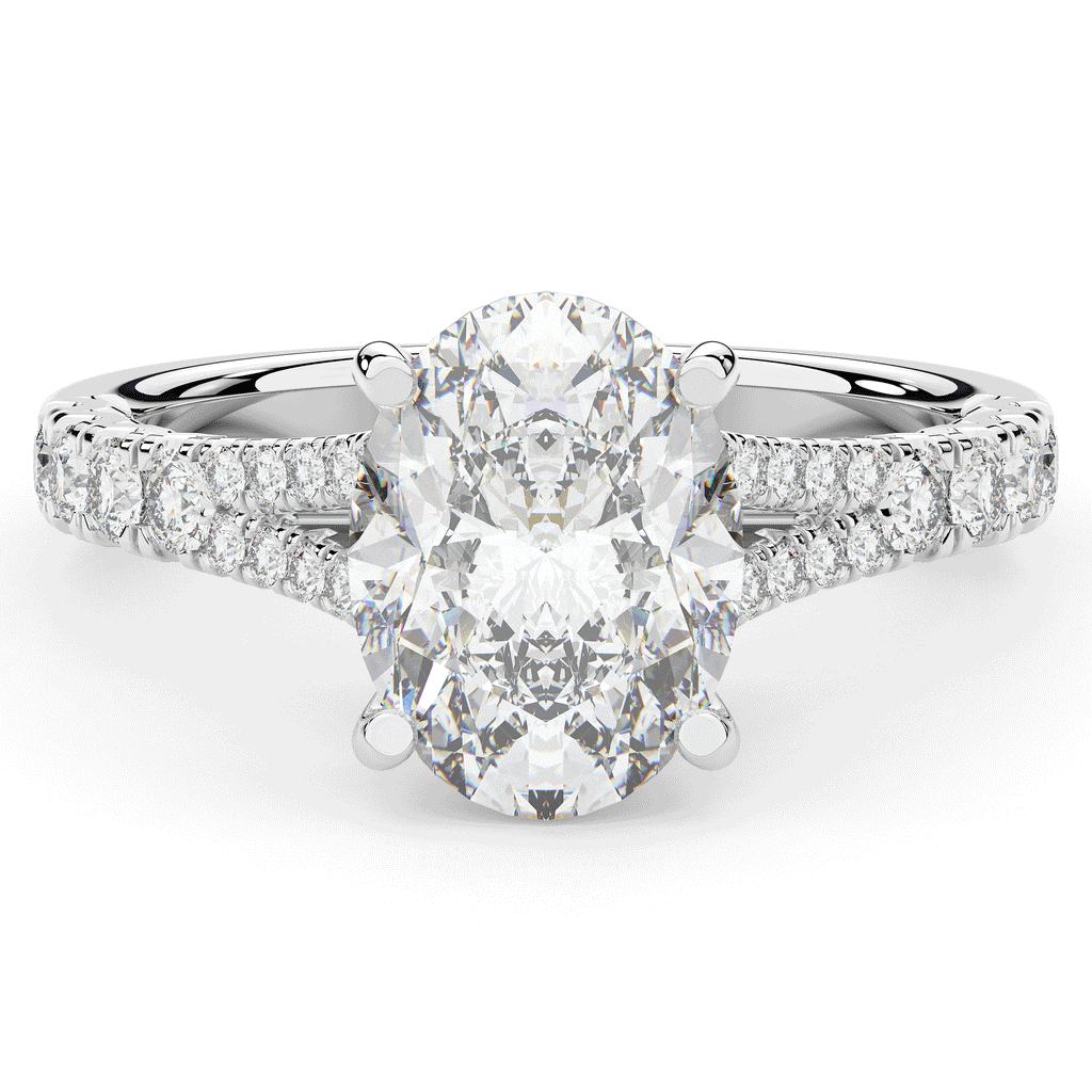 3.45CT.TW OVAL LAB DIAMOND ENGAGEMENT RING