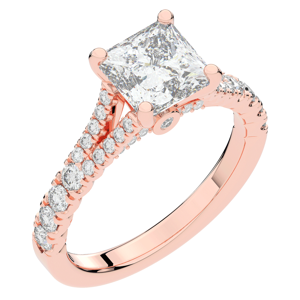 2.45CT.TW PRINCESS LAB DIAMOND ENGAGEMENT RING