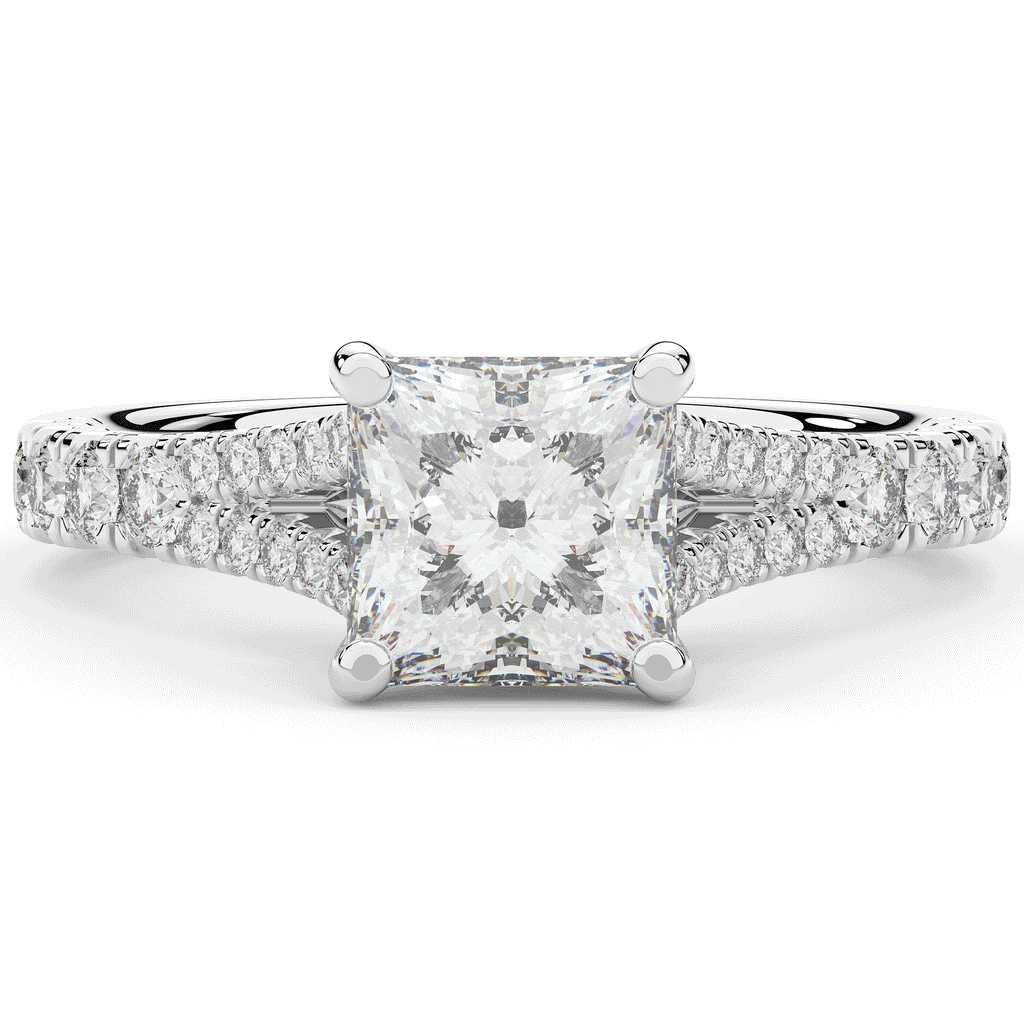 2.45CT.TW PRINCESS LAB DIAMOND ENGAGEMENT RING