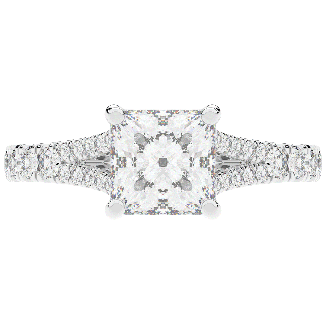 2.45CT.TW PRINCESS LAB DIAMOND ENGAGEMENT RING