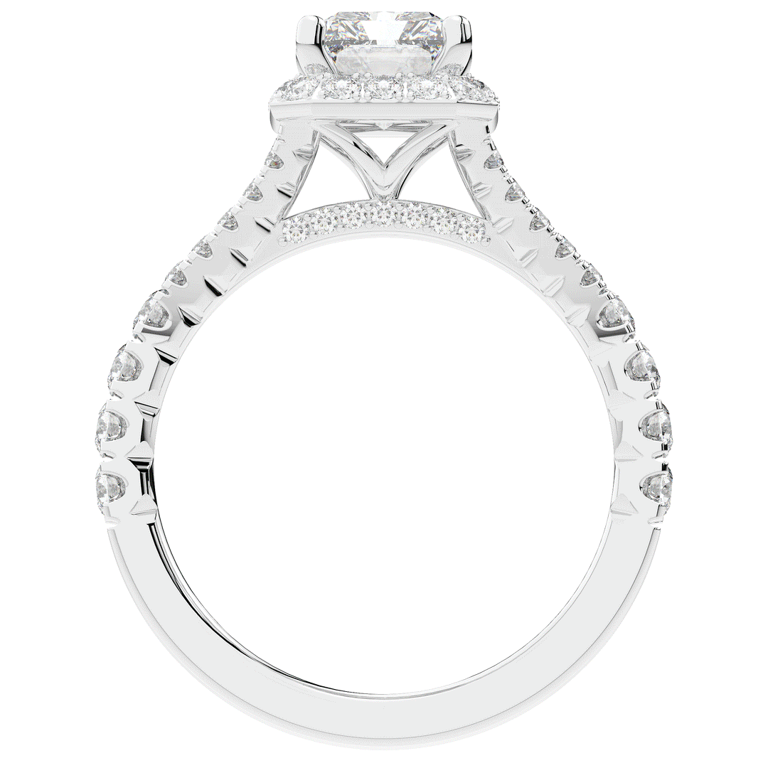 2.60CT.TW RADIANT LAB DIAMOND SPLIT SHANK HALO ENGAGEMENT RING