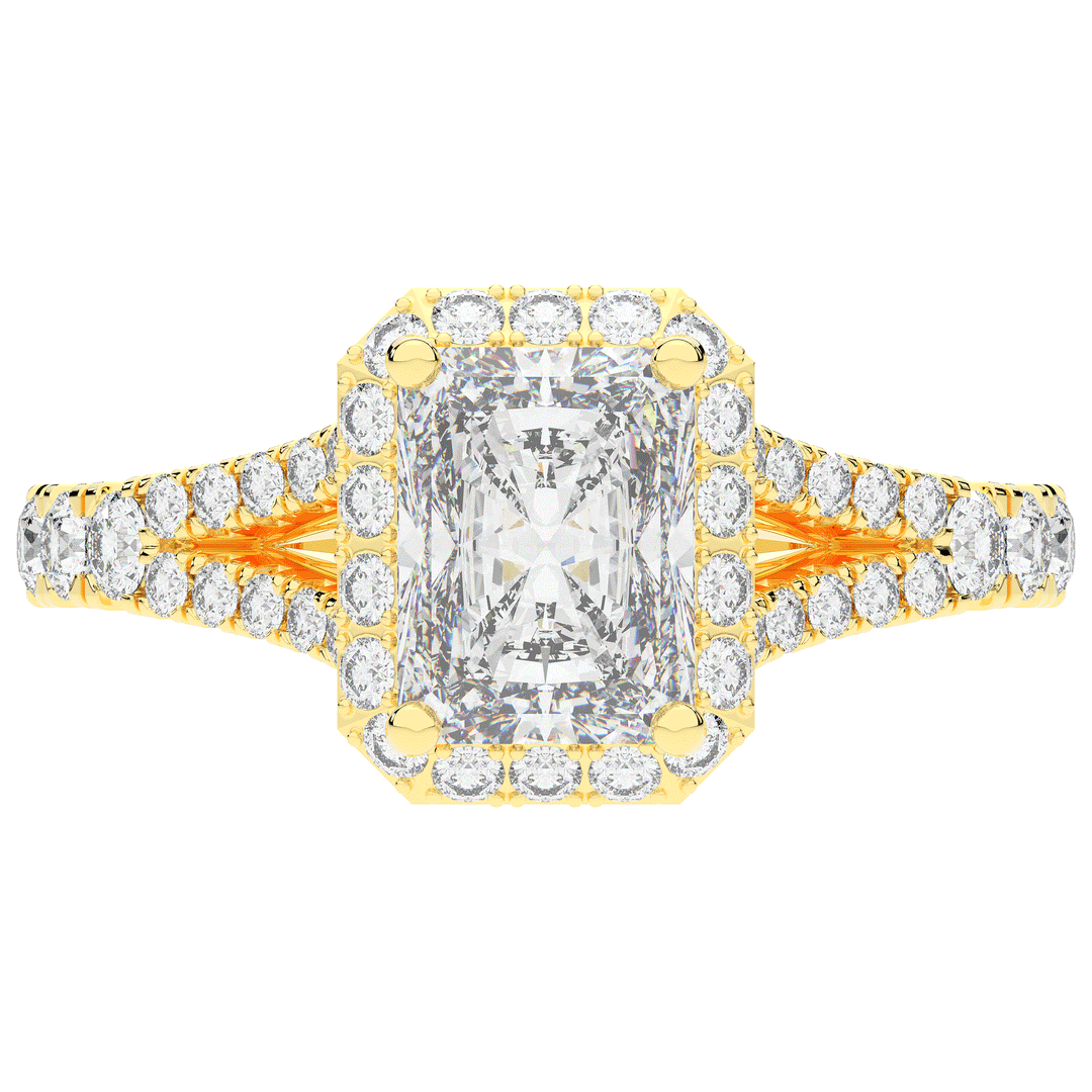 2.60CT.TW RADIANT LAB DIAMOND SPLIT SHANK HALO ENGAGEMENT RING