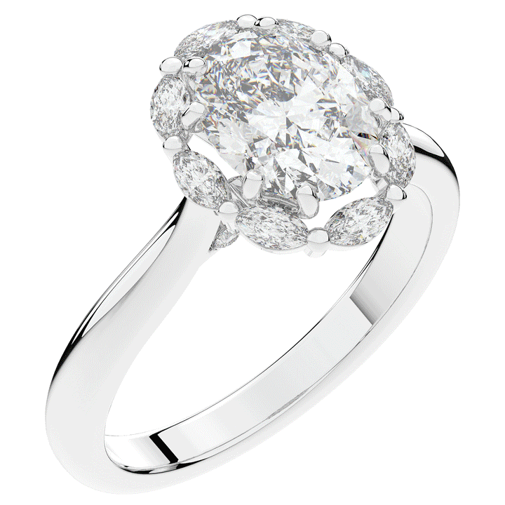 1.90CT.TW OVAL LAB DIAMOND HALO ENGAGEMENT RING