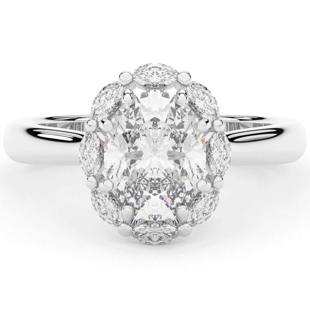 1.90CT.TW OVAL LAB DIAMOND HALO ENGAGEMENT RING