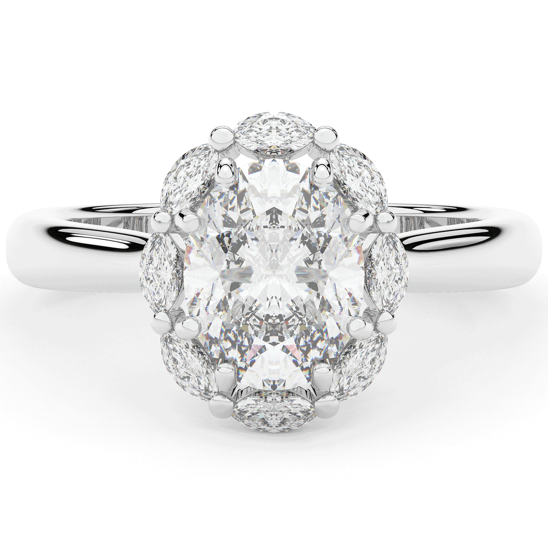 1.90CT.TW OVAL LAB DIAMOND HALO ENGAGEMENT RING