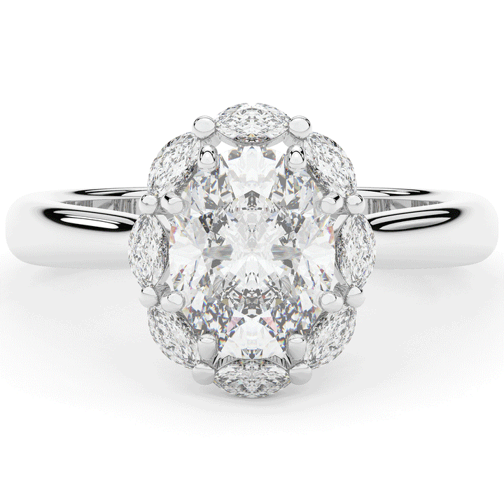 1.90CT.TW OVAL LAB DIAMOND HALO ENGAGEMENT RING