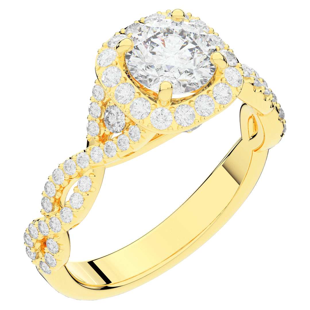 1.60CT.TW ROUND LAB DIAMOND HALO TWIST ENGAGEMENT RING