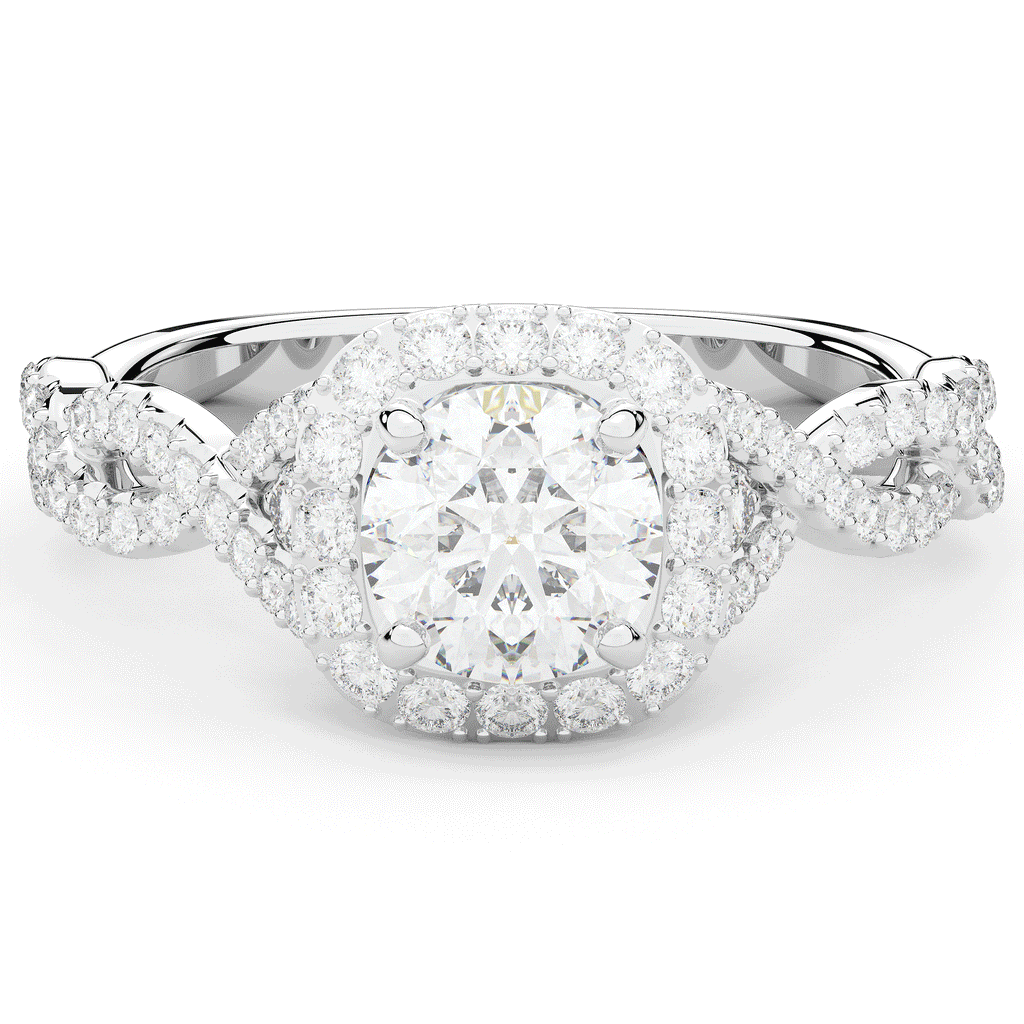 1.60CT.TW ROUND LAB DIAMOND HALO TWIST ENGAGEMENT RING