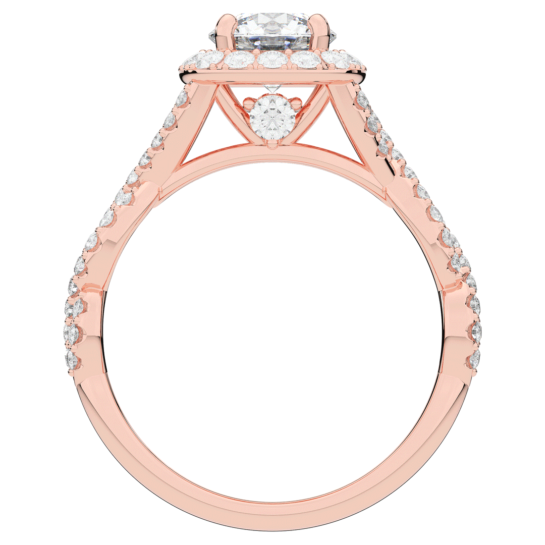 1.60CT.TW ROUND LAB DIAMOND HALO TWIST ENGAGEMENT RING