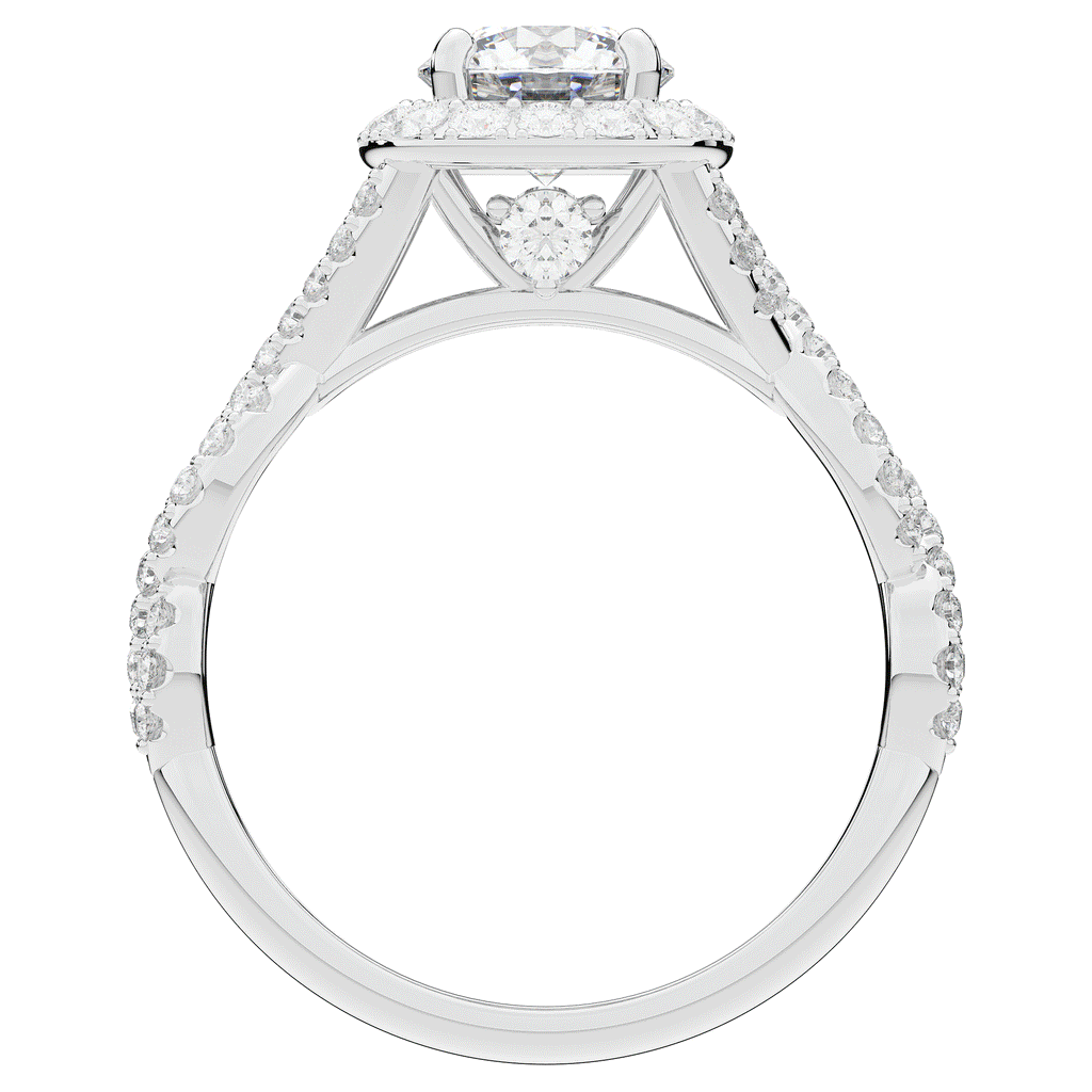 1.60CT.TW ROUND LAB DIAMOND HALO TWIST ENGAGEMENT RING