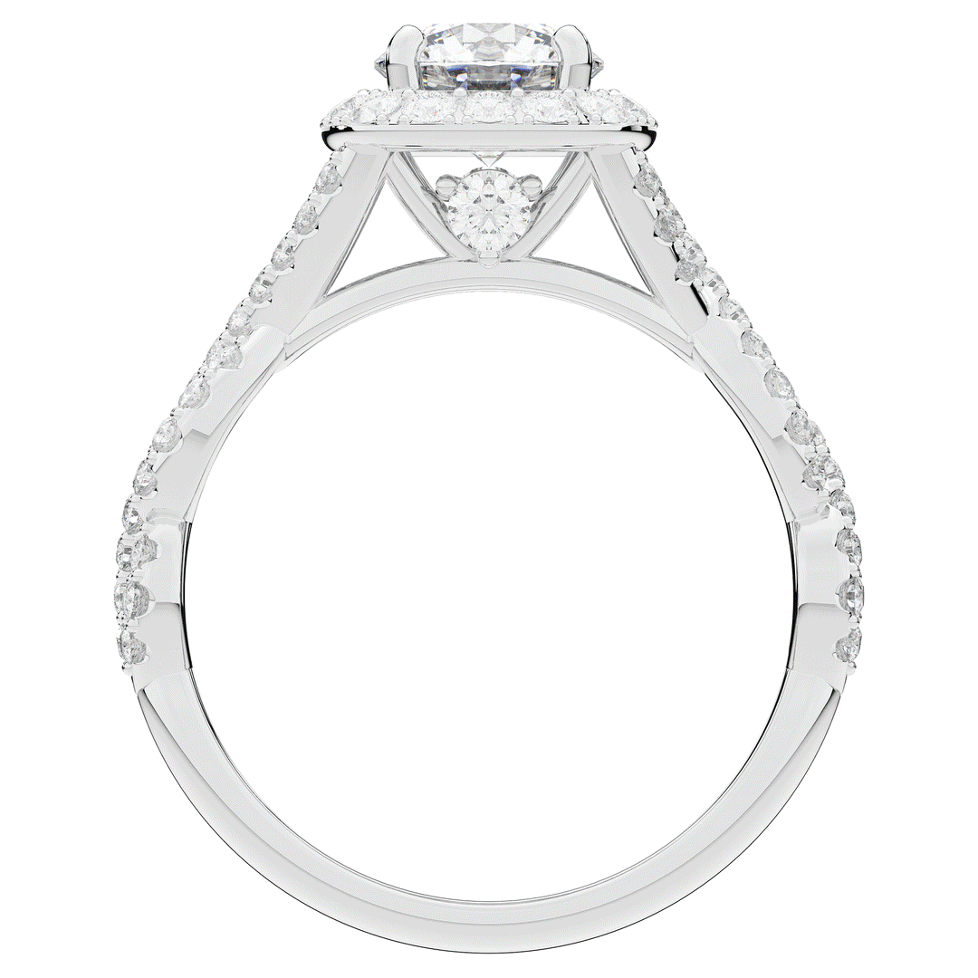 1.60CT.TW ROUND LAB DIAMOND HALO TWIST ENGAGEMENT RING