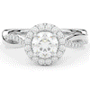 1.35CT.TW ROUND LAB DIAMOND HALO TWIST BAND ENGAGEMENT RING